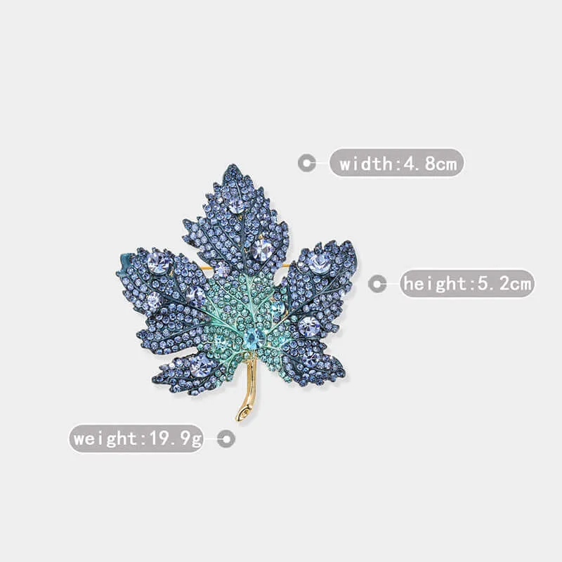 Copper Tricolor Maple Leaf CZ Diamond Brooch