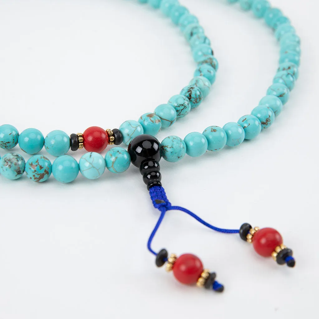 Coral & Turquoise Mala Necklace
