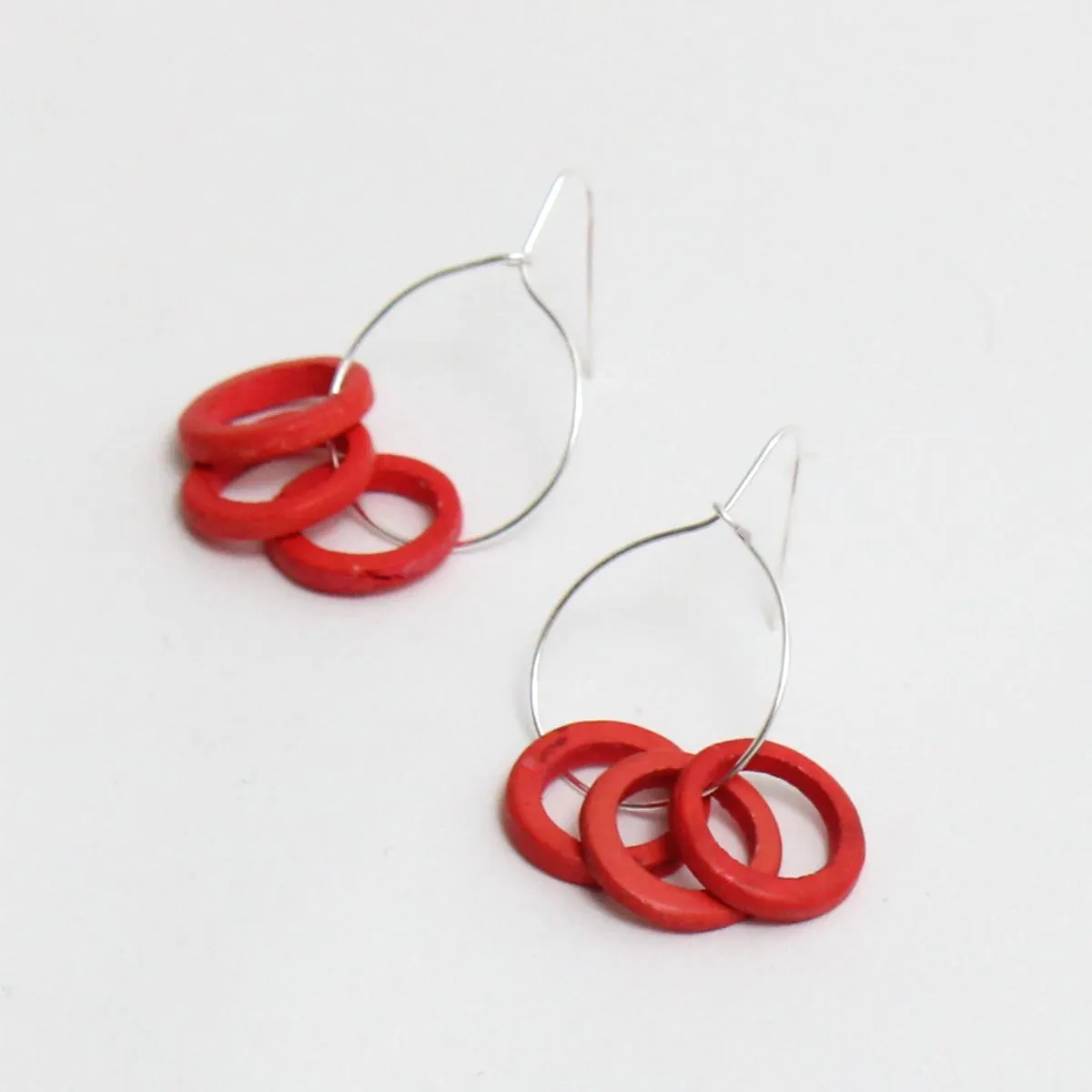 Coral Circle Dangle Earrings