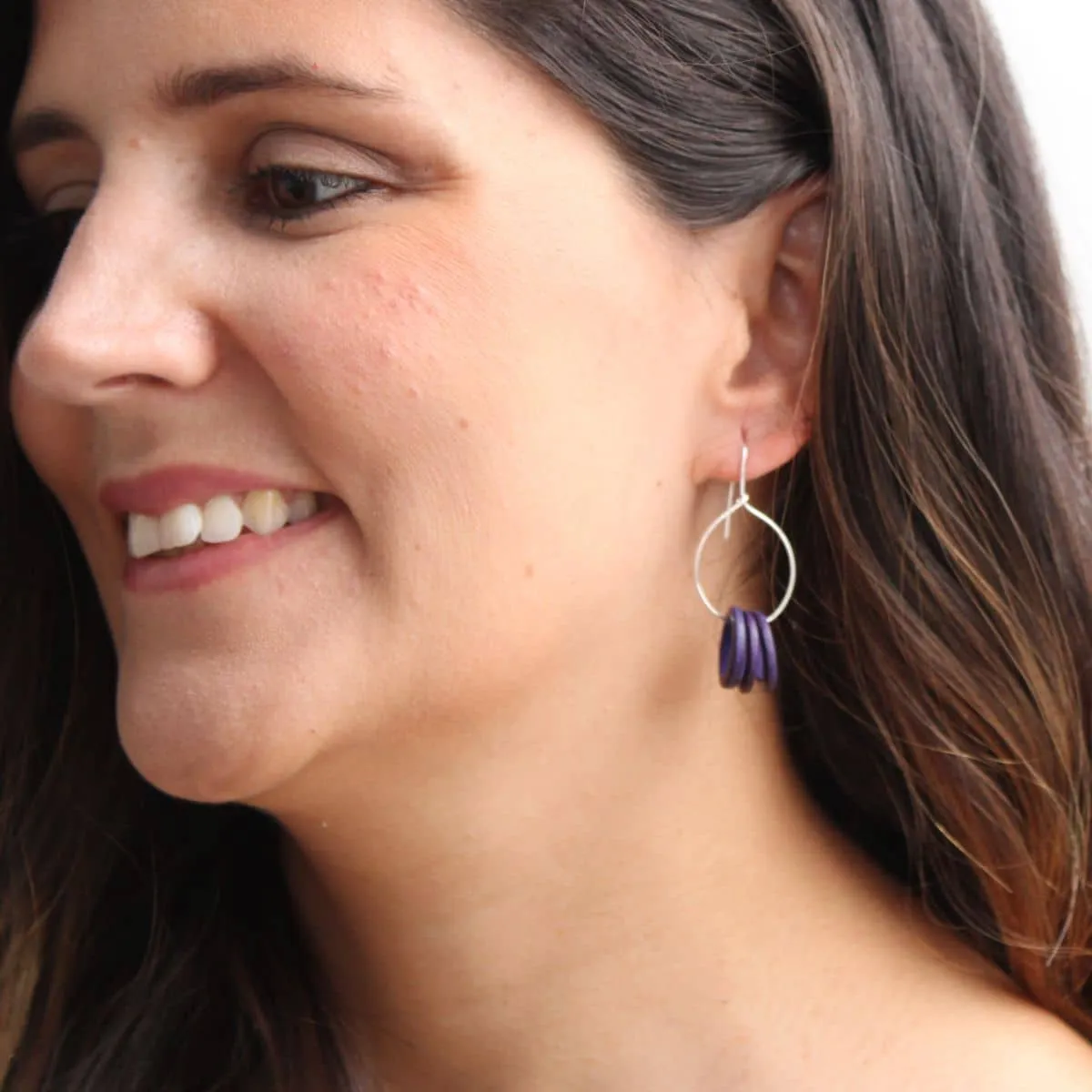 Coral Circle Dangle Earrings