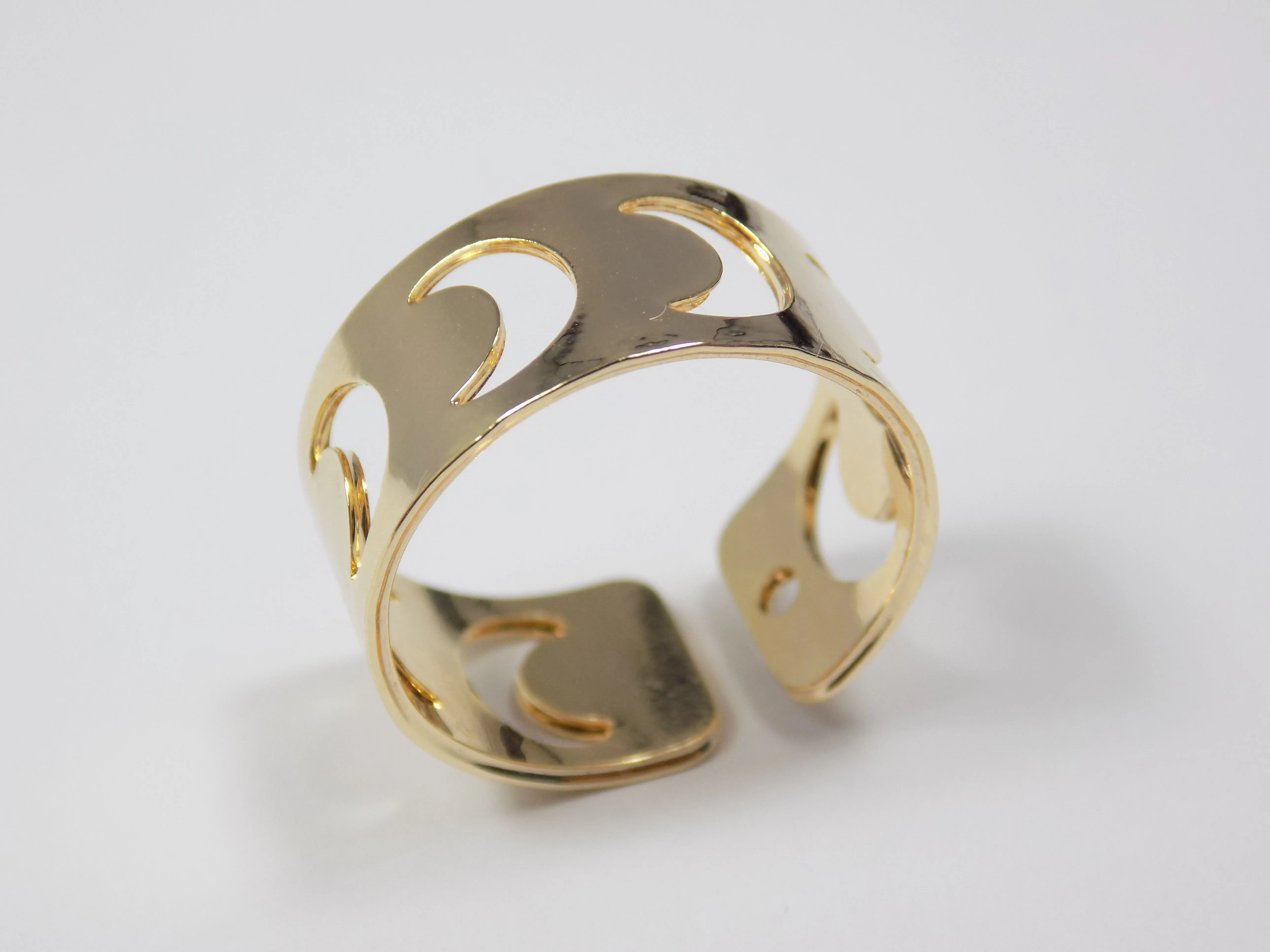 Crescent Moon Ring. Half Moon Ring Adjustable Gold Plated Golden Color