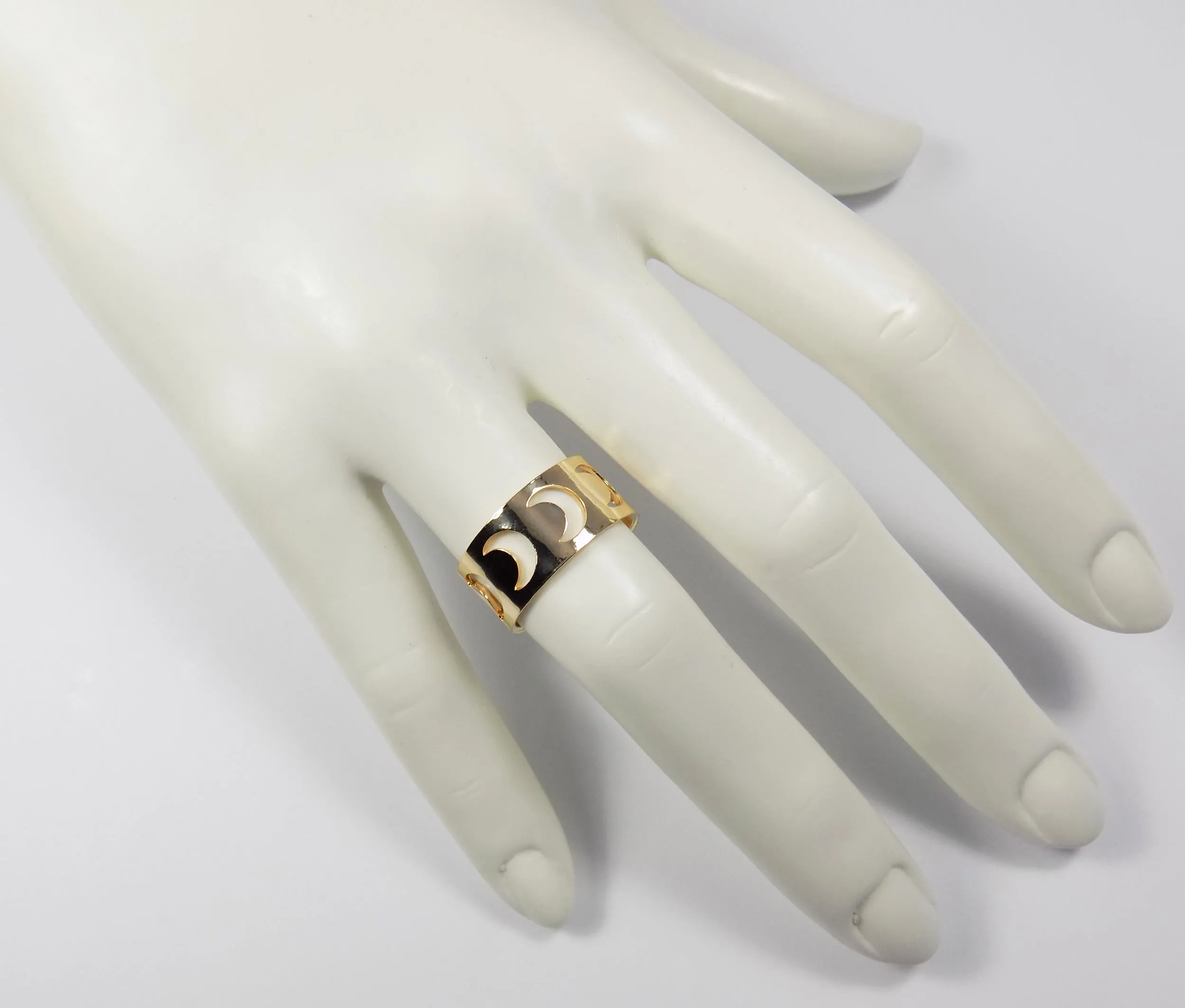 Crescent Moon Ring. Half Moon Ring Adjustable Gold Plated Golden Color