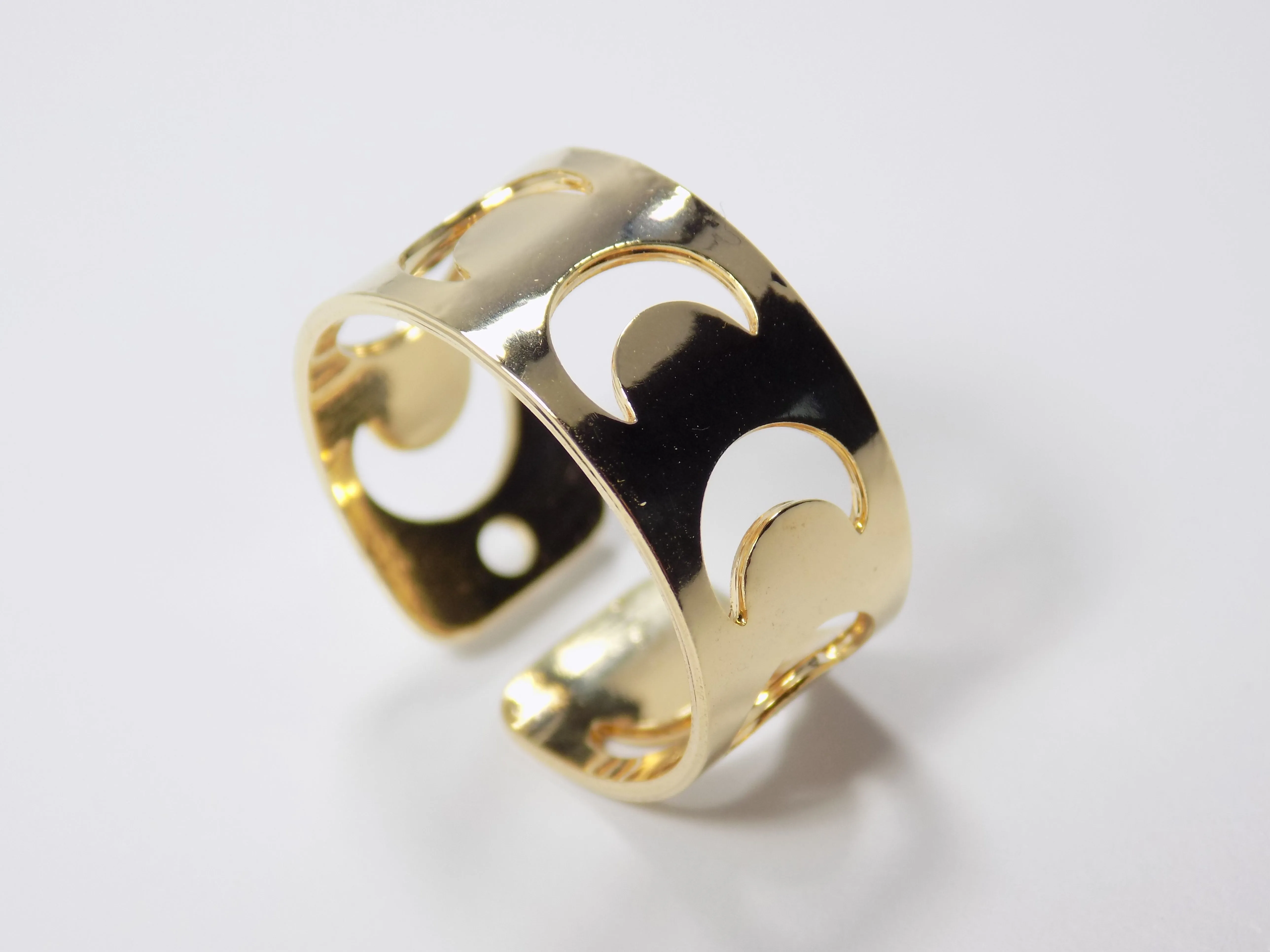 Crescent Moon Ring. Half Moon Ring Adjustable Gold Plated Golden Color