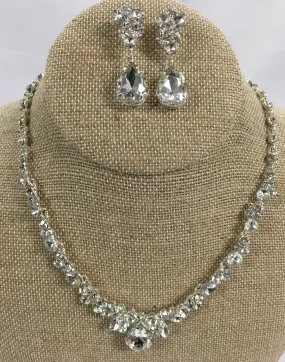 Crystal Cluster Necklace & Earrings Set