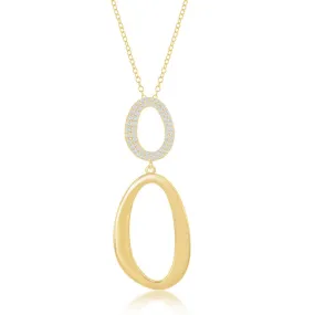 Cubic Zirconia Accented Double Oval Design Necklace