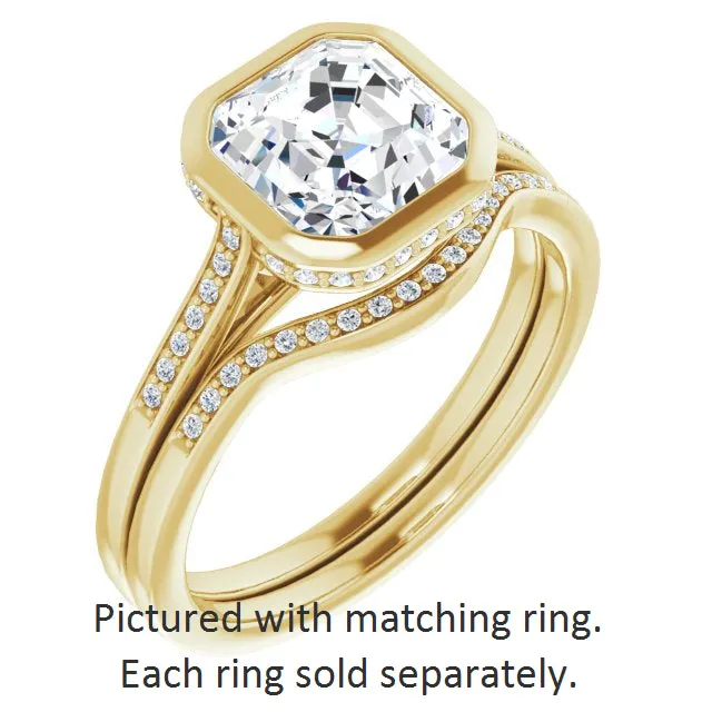 Cubic Zirconia Engagement Ring- The Adalynn (Customizable Cathedral-Bezel Asscher Cut Style with Under-halo and Shared Prong Band)