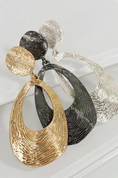 Curved Tear Drop Dangle Earrings