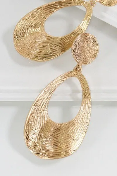 Curved Tear Drop Dangle Earrings
