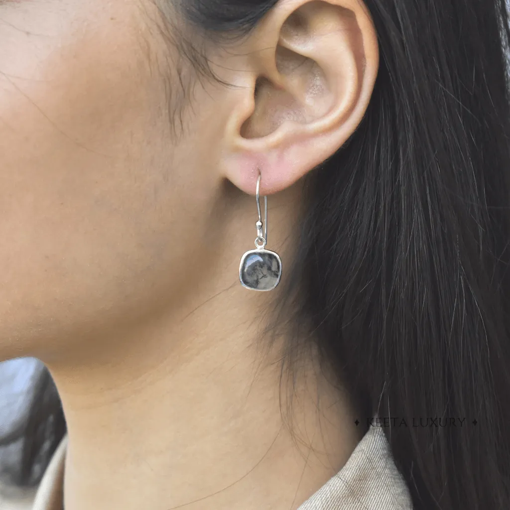 Cushion Conquer - Moss Agate Earrings