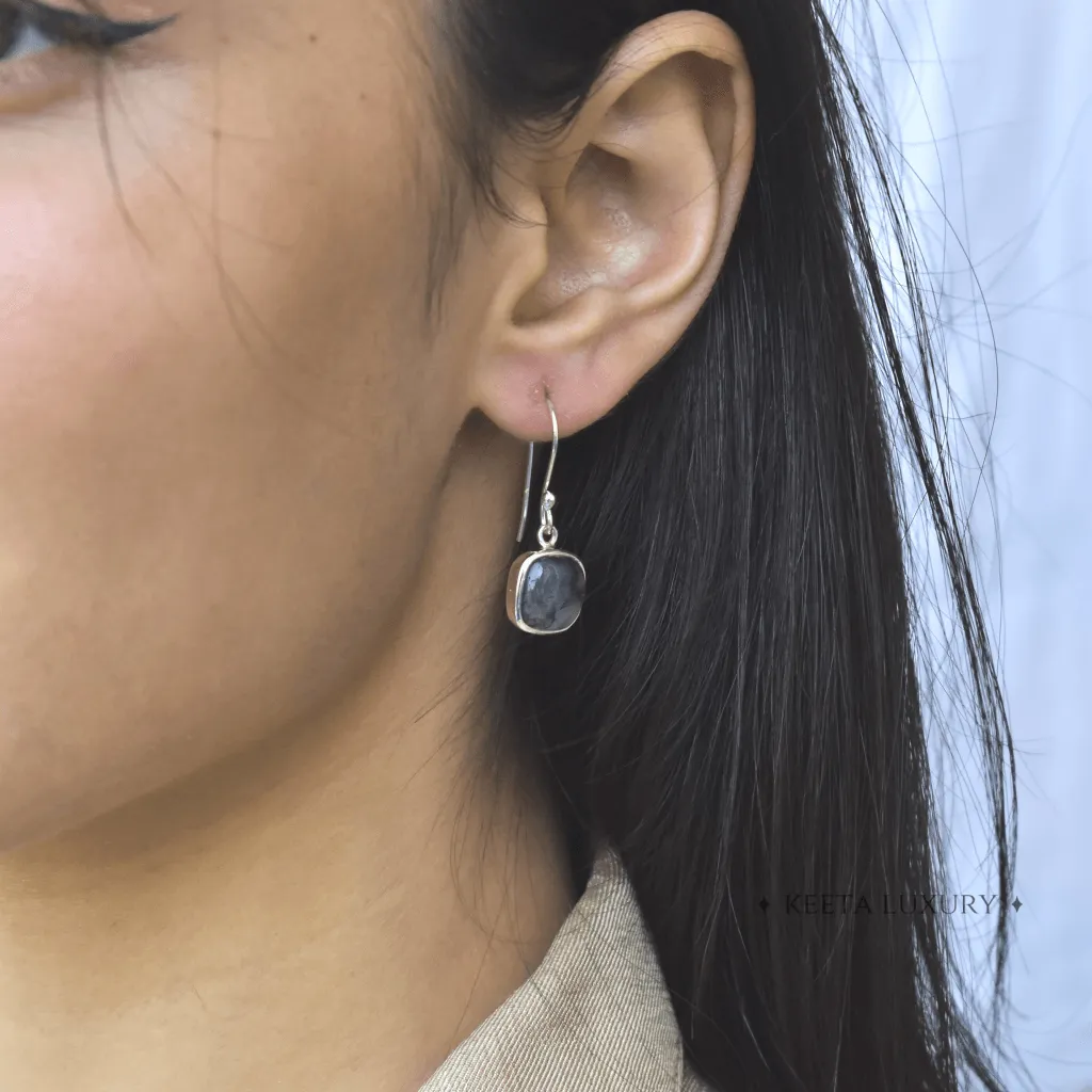 Cushion Conquer - Moss Agate Earrings