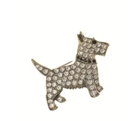 Cutie Westie Brooch - Antique Gold / Clear by Hot Tomato