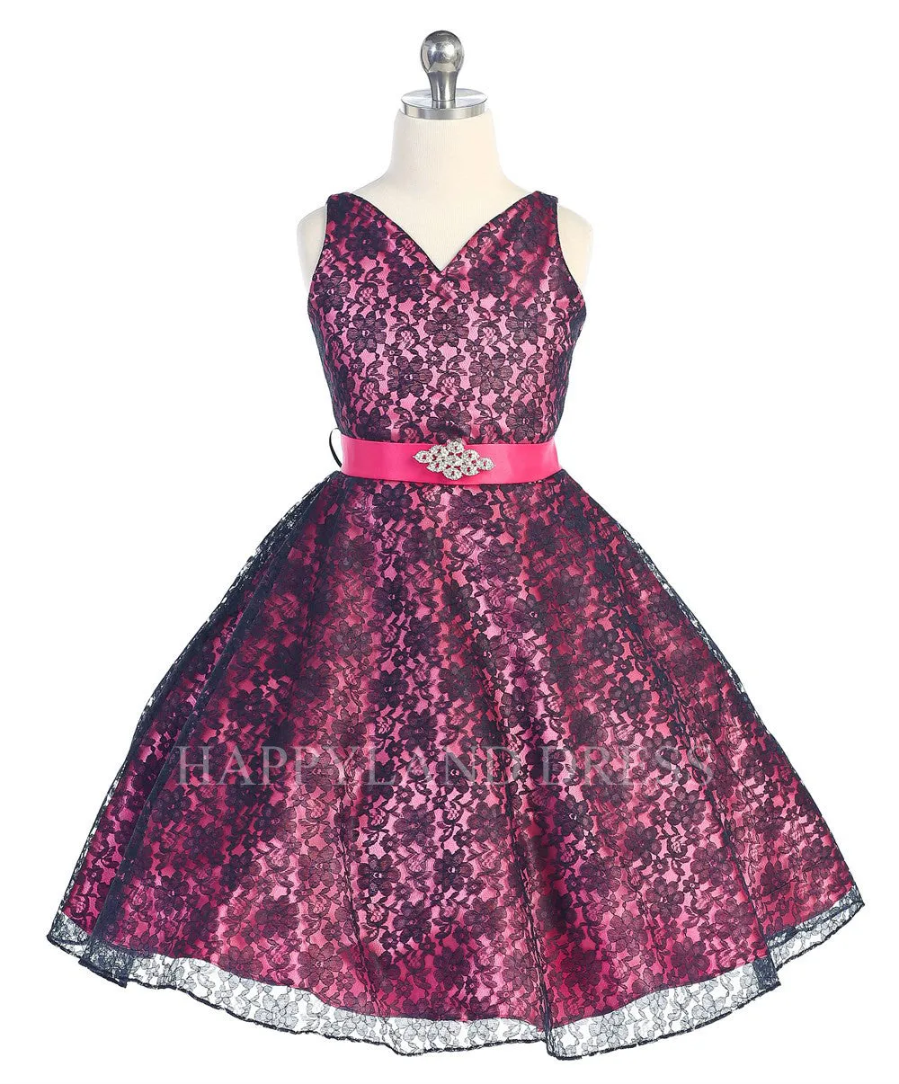D742 Mint V Neck Lace Dress