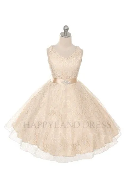 D742 Mint V Neck Lace Dress