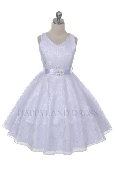 D742 Mint V Neck Lace Dress