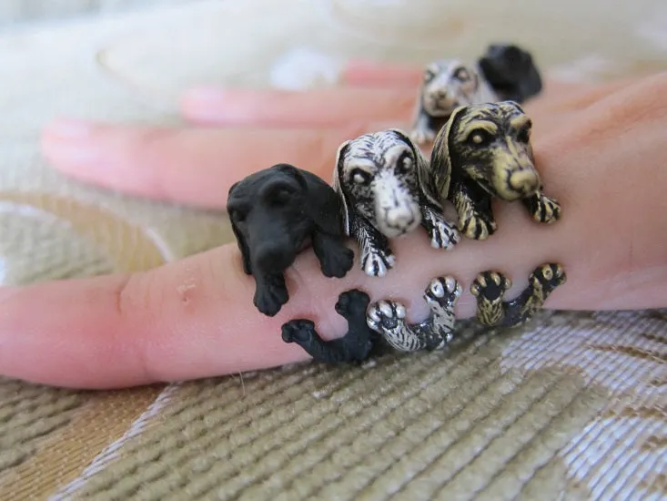Dachshund Dog Ring; Animal Wrap Ring; Puppy Dog Ring; Adjustable Puppy Dog Ring