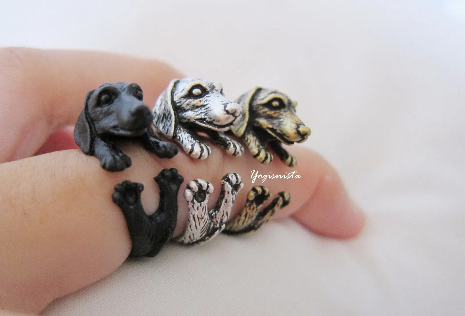 Dachshund Dog Ring; Animal Wrap Ring; Puppy Dog Ring; Adjustable Puppy Dog Ring