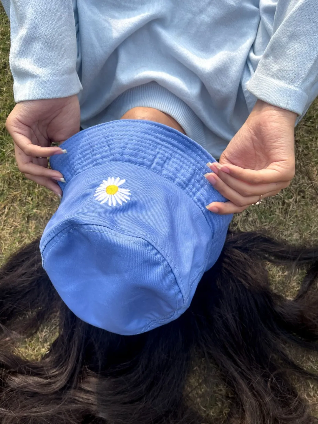 Daisy Bucket Hat| Sky Blue | Embroidered