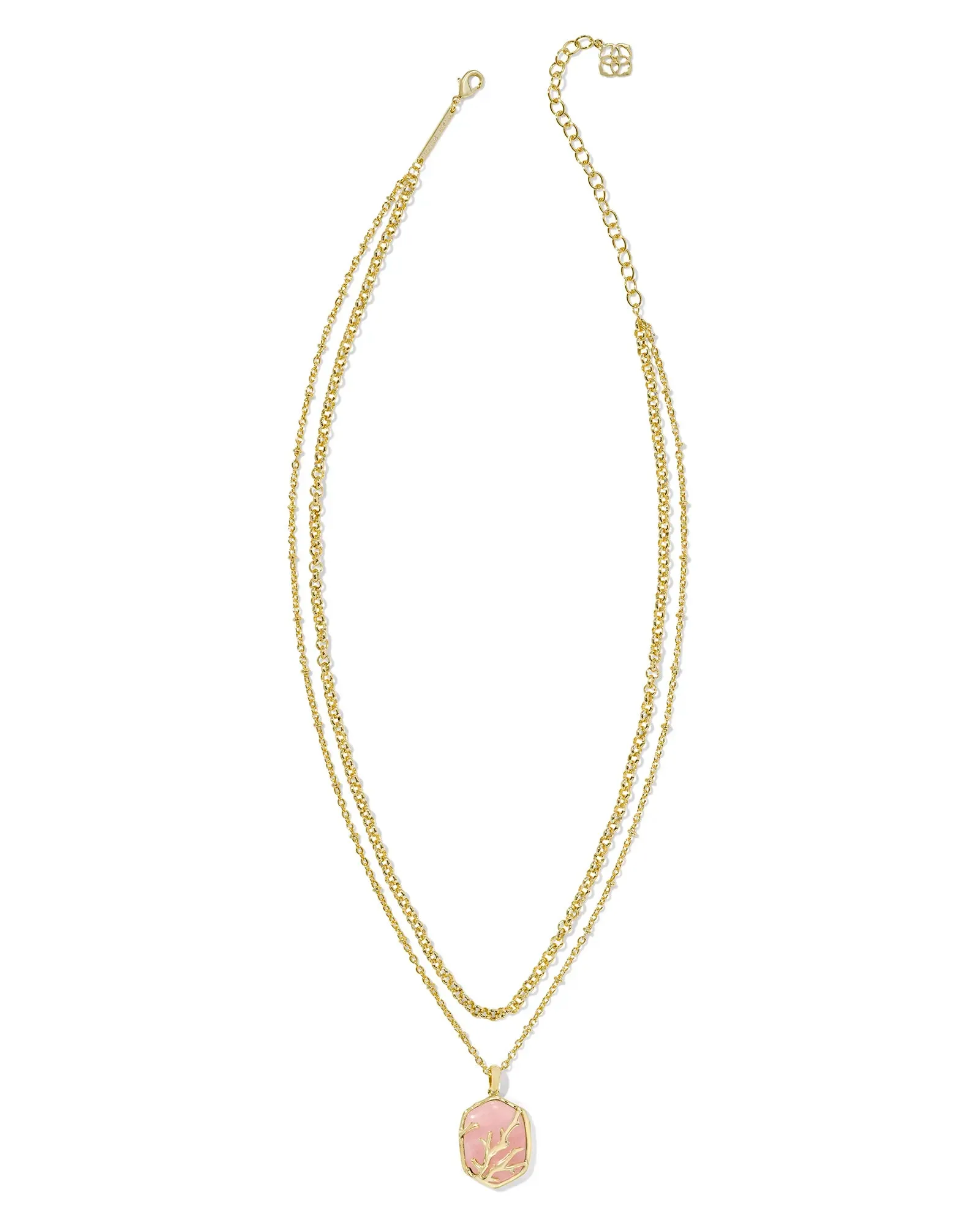 Daphne Coral Frame Multi Strand Gold Rose Quartz