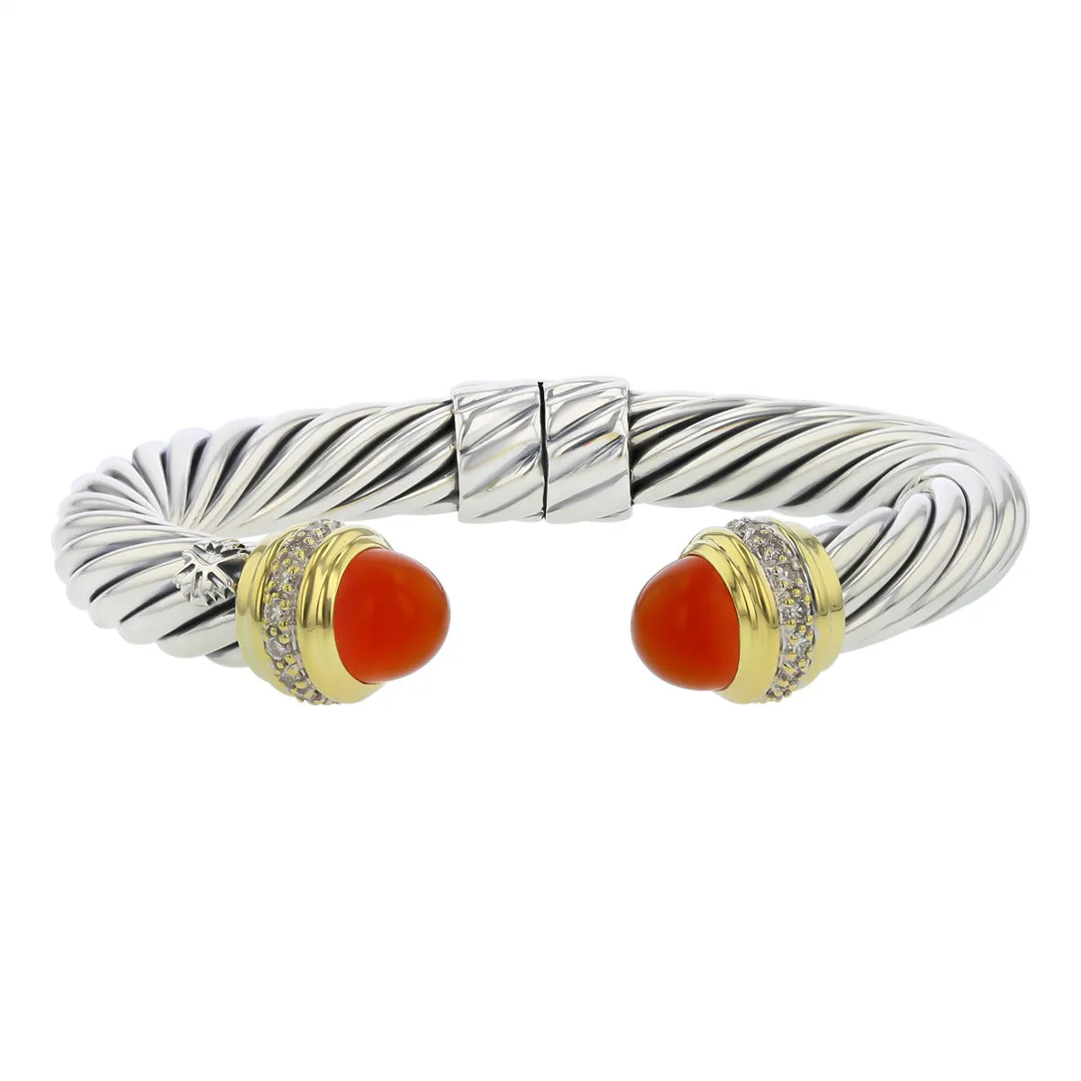 David Yurman Carnelian Diamond Cable Bracelet
