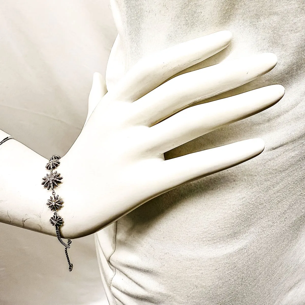 David Yurman Sterling Silver Diamond Five Station Starburst Bracelet