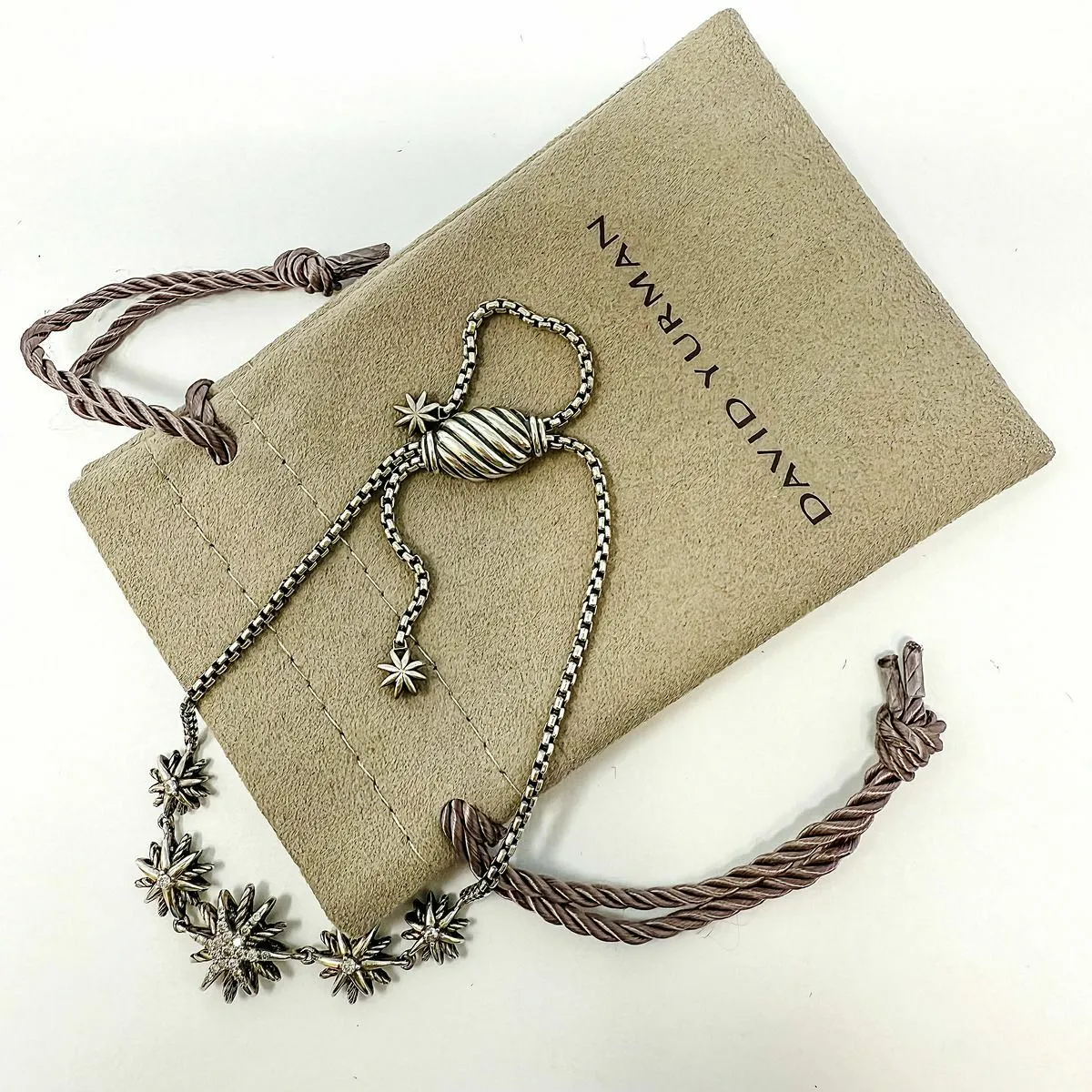 David Yurman Sterling Silver Diamond Five Station Starburst Bracelet