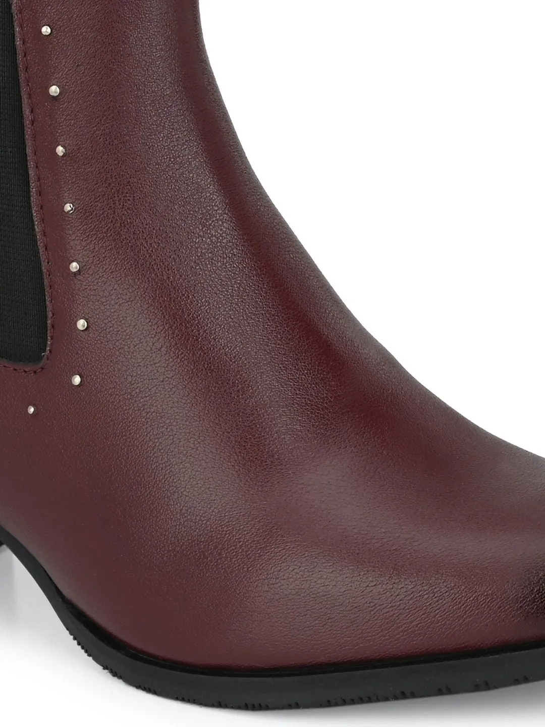 Delize Women Cherry Red Solid Heeled Boots