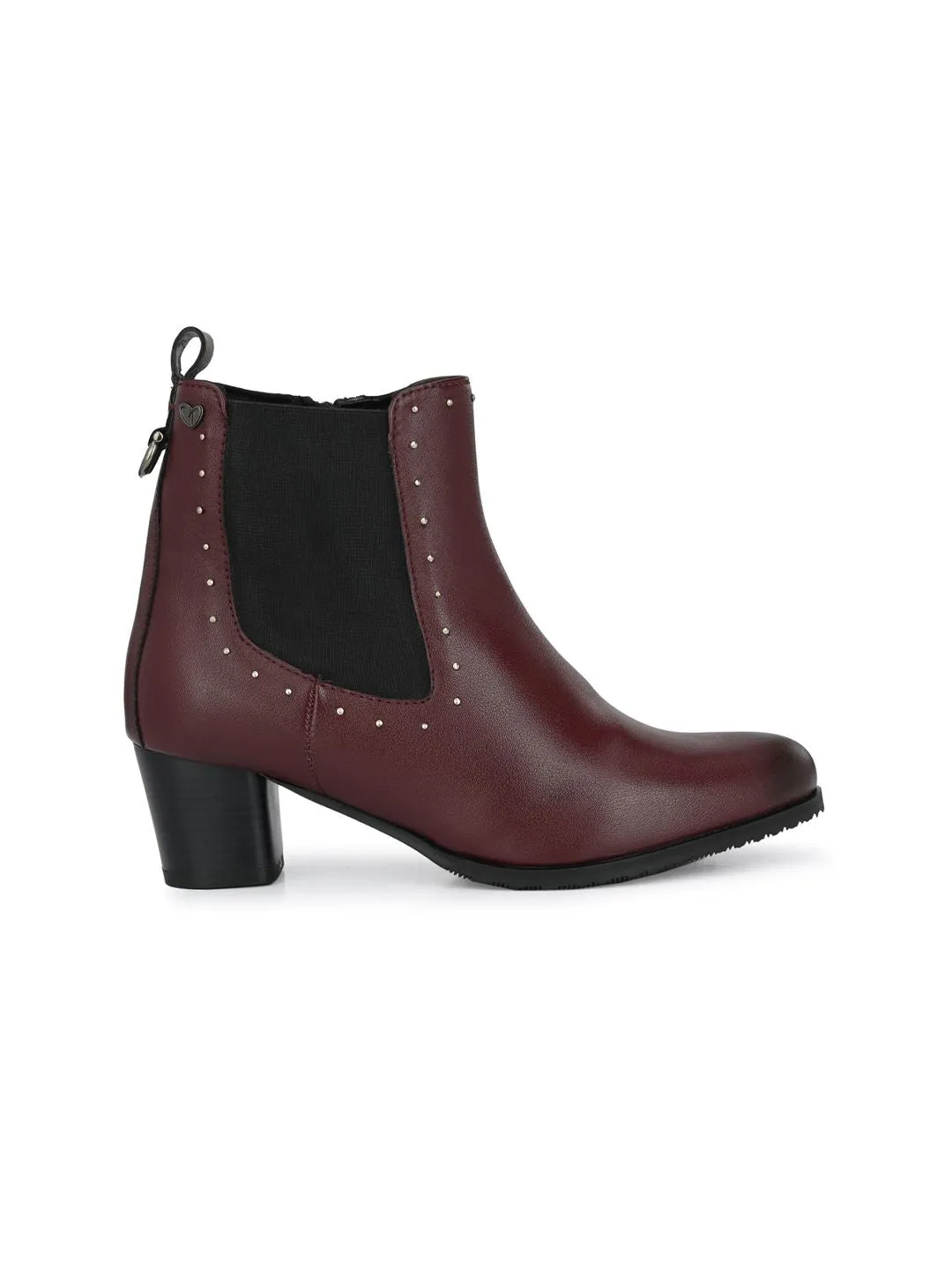 Delize Women Cherry Red Solid Heeled Boots