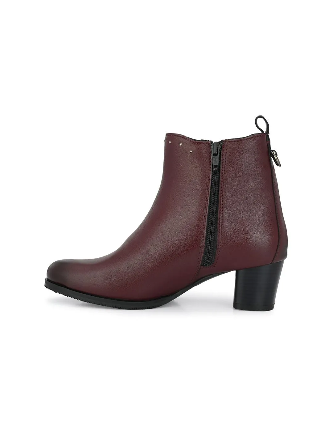 Delize Women Cherry Red Solid Heeled Boots