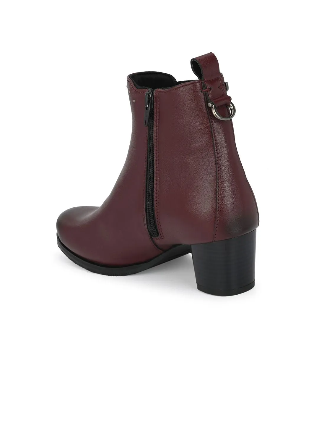 Delize Women Cherry Red Solid Heeled Boots