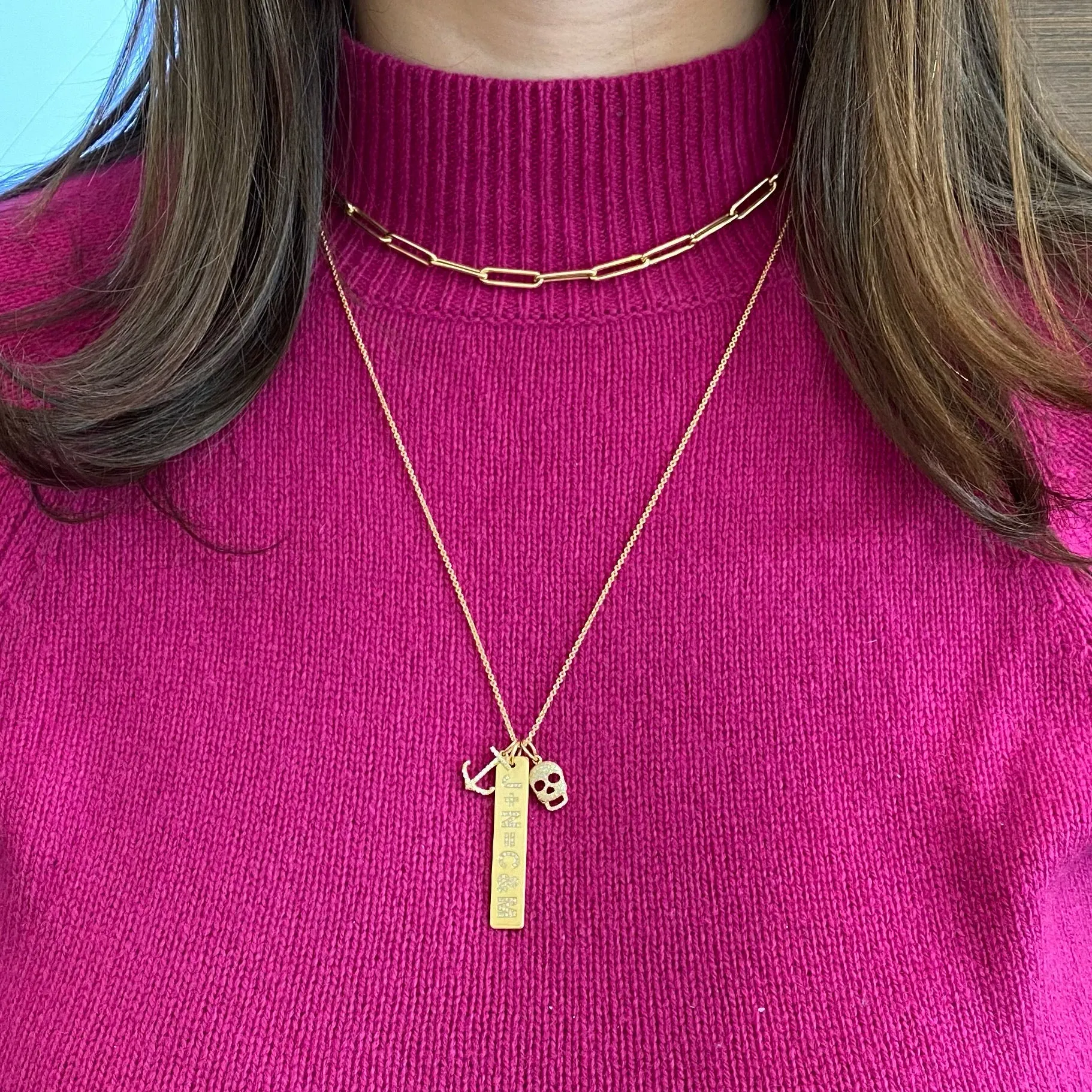 Diamond Initials Bar Pendant