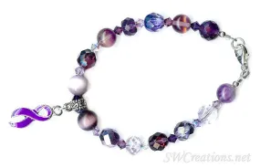 Domestic Abuse Crystal Charm Awareness Beaded Bracelets