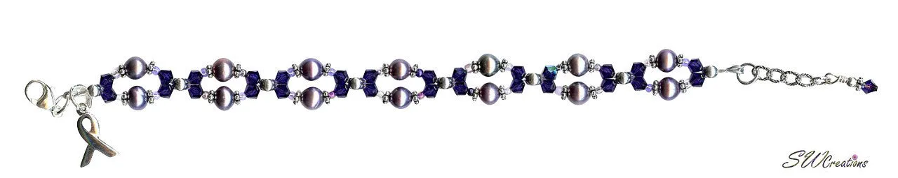 Domestic Abuse Purple Velvet Twist Awareness Beaded Bracelet