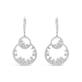 Double Circle Diamond Dangle Earrings