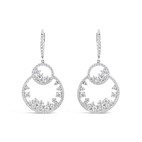 Double Circle Diamond Dangle Earrings