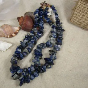 Double Strand Blue Gemstone Necklace