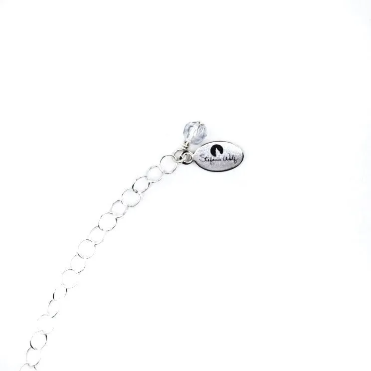 Dragonfly Symbol Glass Token Pendant Necklace, Sterling Silver