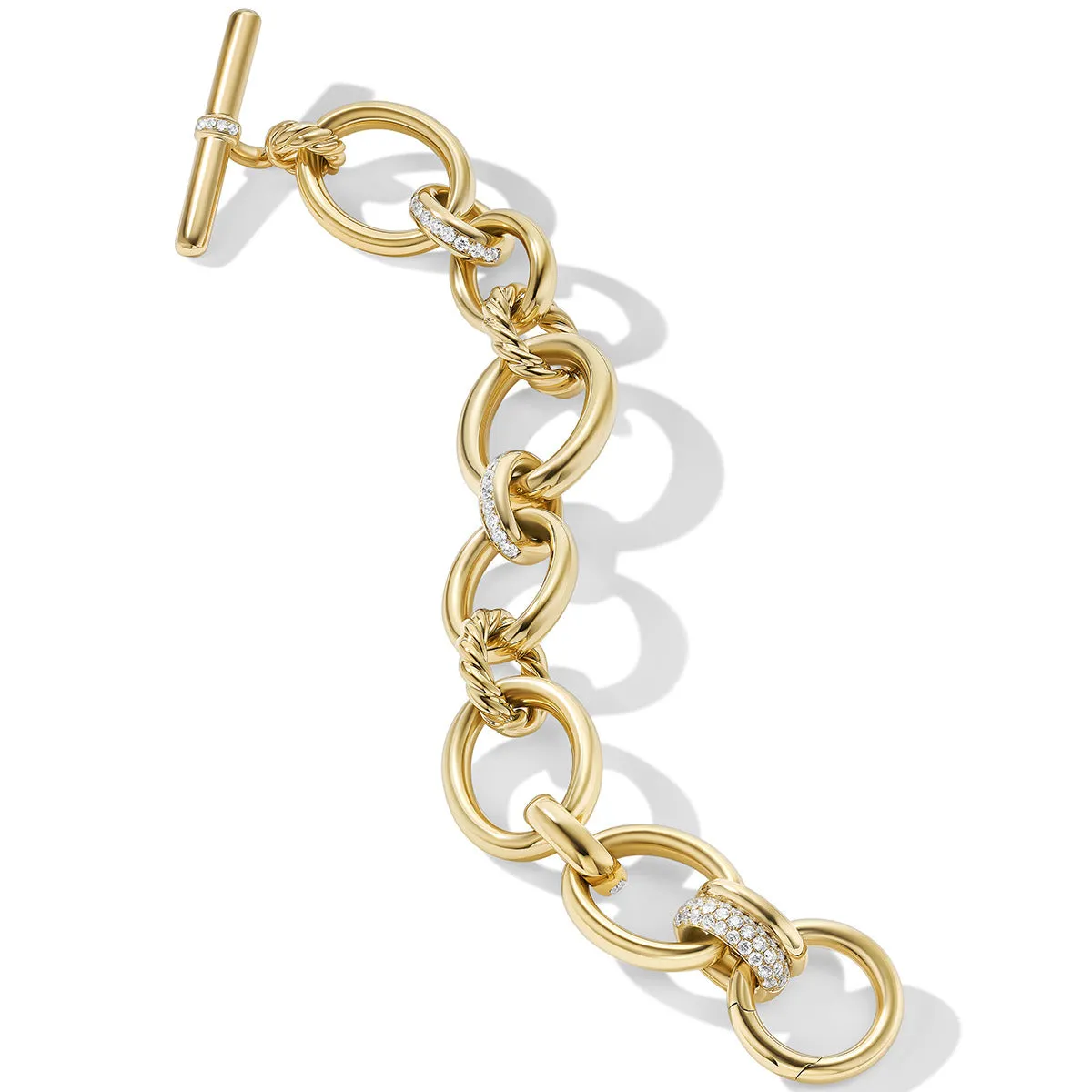 DY Mercer Bracelet in 18K Yellow Gold with Pave Diamonds