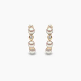 Eclipse 18K Gold Pearl and Diamond Hoop Astral Earrings