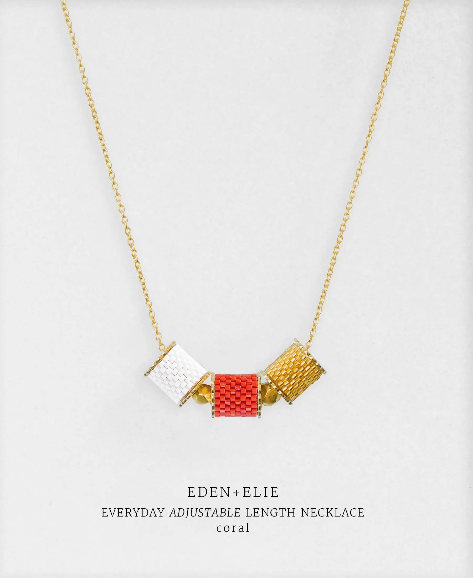 EDEN   ELIE Everyday Adjustable Length Necklace   Bangle Set - coral red
