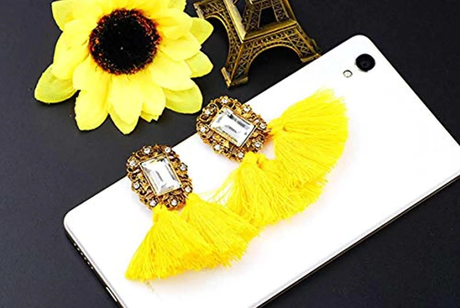 Electomania Bohemian Tassel Stylish Fancy Party Wear Earrings for Women & Girls 1 Pair (Yellow)