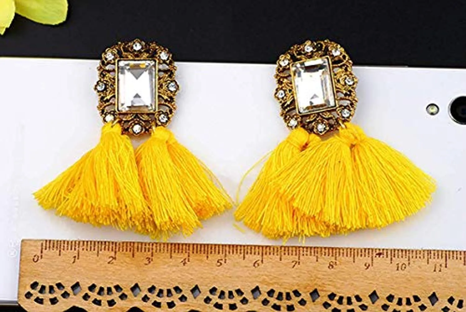 Electomania Bohemian Tassel Stylish Fancy Party Wear Earrings for Women & Girls 1 Pair (Yellow)