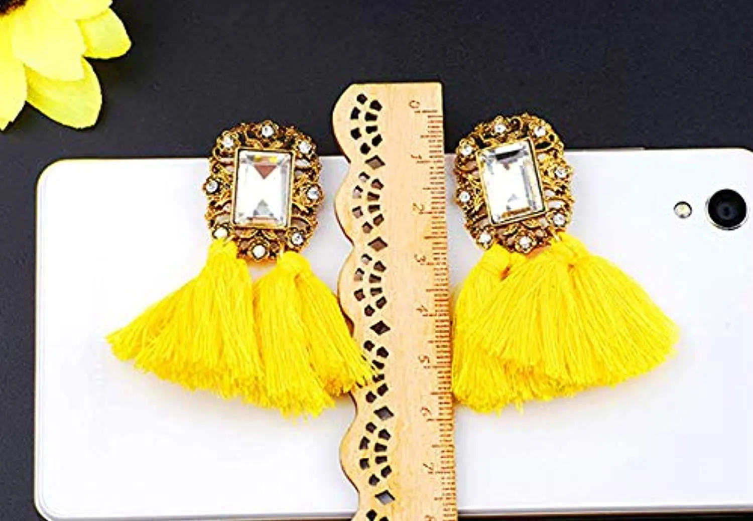 Electomania Bohemian Tassel Stylish Fancy Party Wear Earrings for Women & Girls 1 Pair (Yellow)