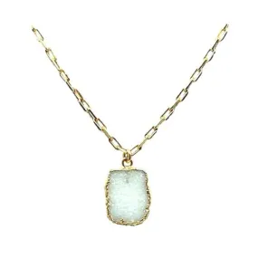 Electroform Pendant on Gold Fill Link Chain: White Druzy (NGCP749DZ)