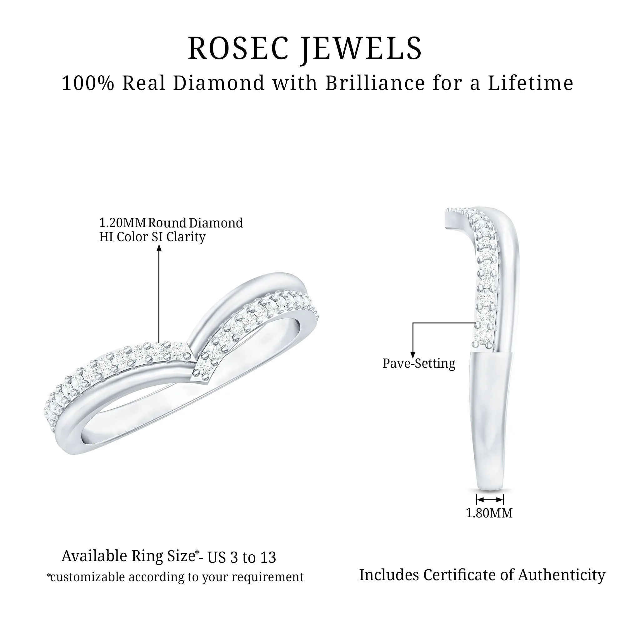 Elegant Diamond Chevron Ring in Pave Setting for Women