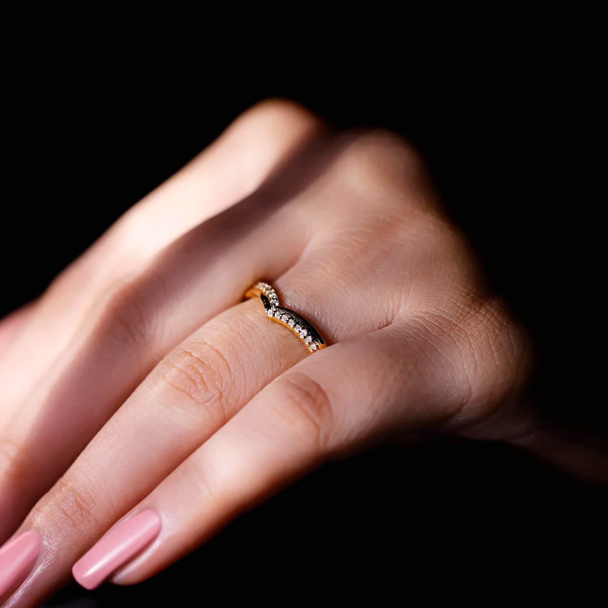 Elegant Diamond Chevron Ring in Pave Setting for Women