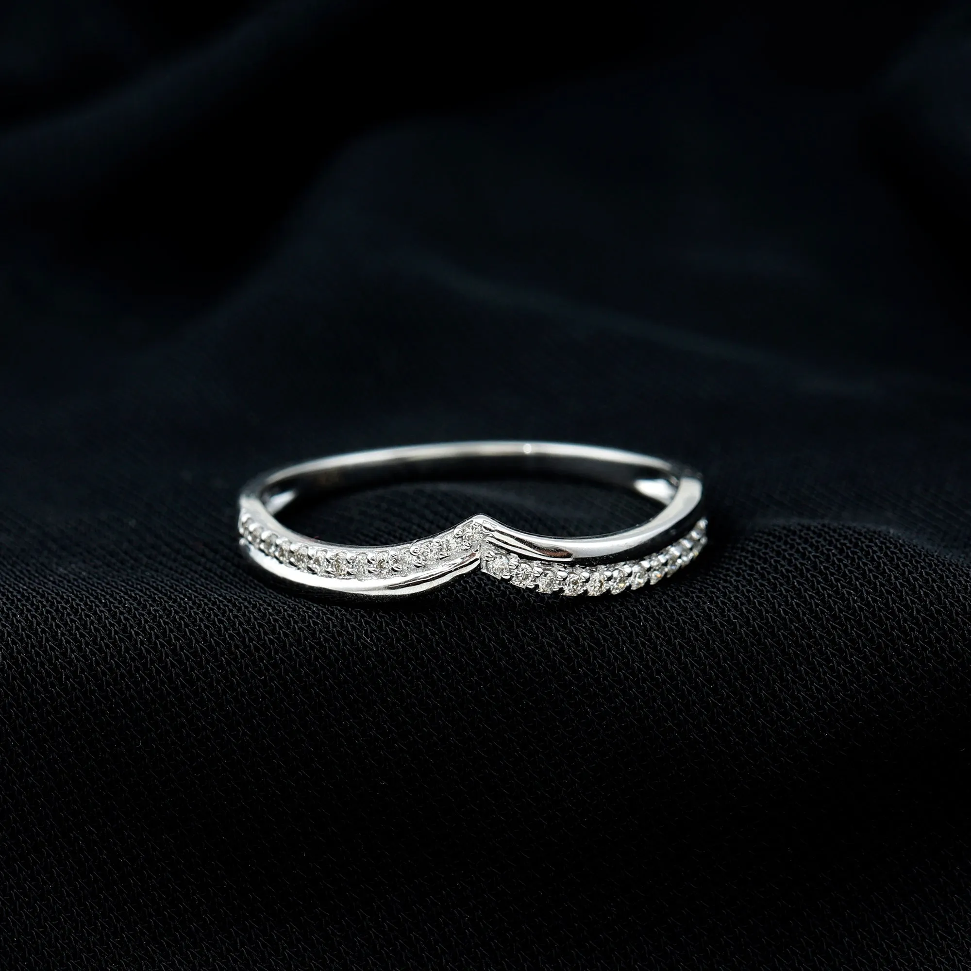 Elegant Diamond Chevron Ring in Pave Setting for Women