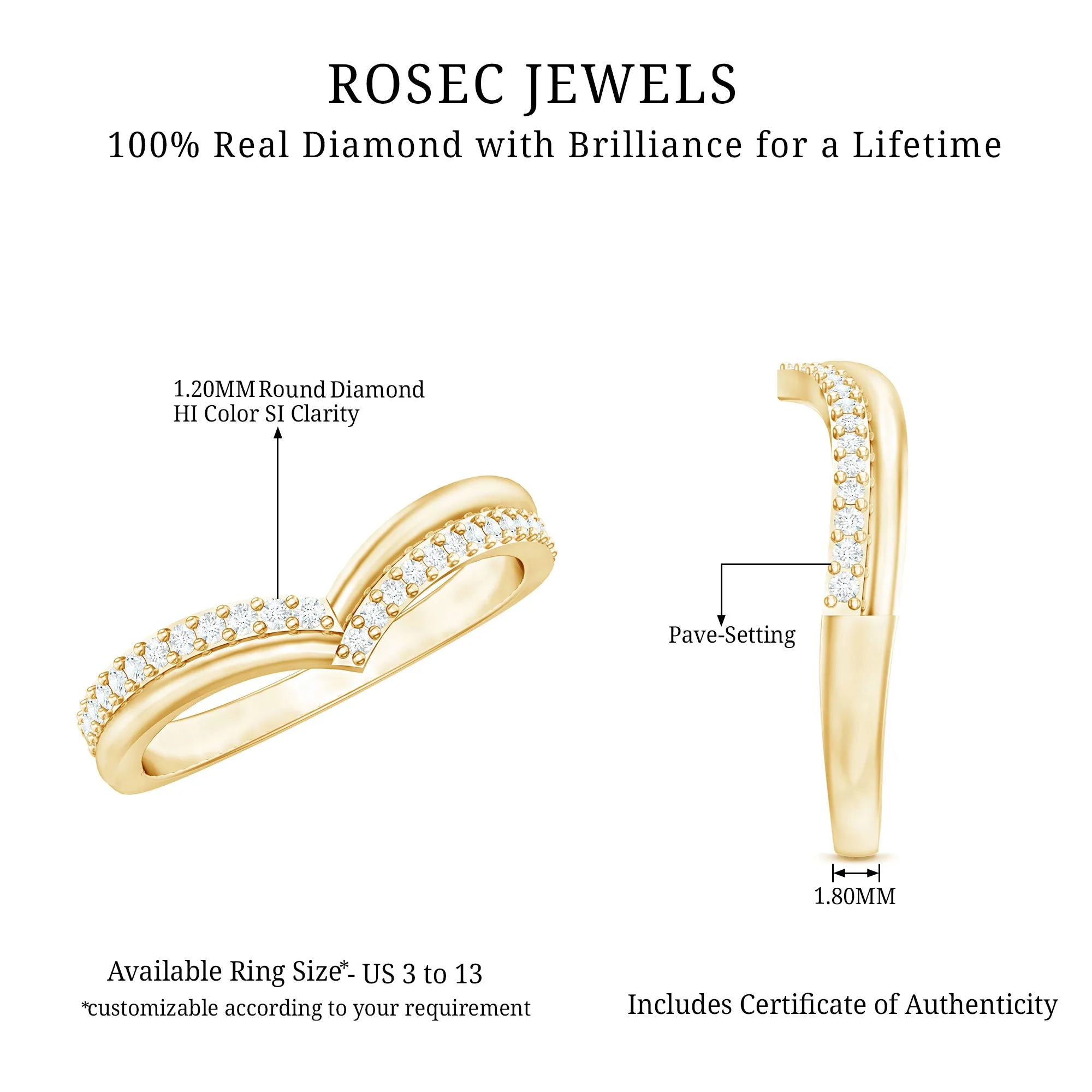 Elegant Diamond Chevron Ring in Pave Setting for Women