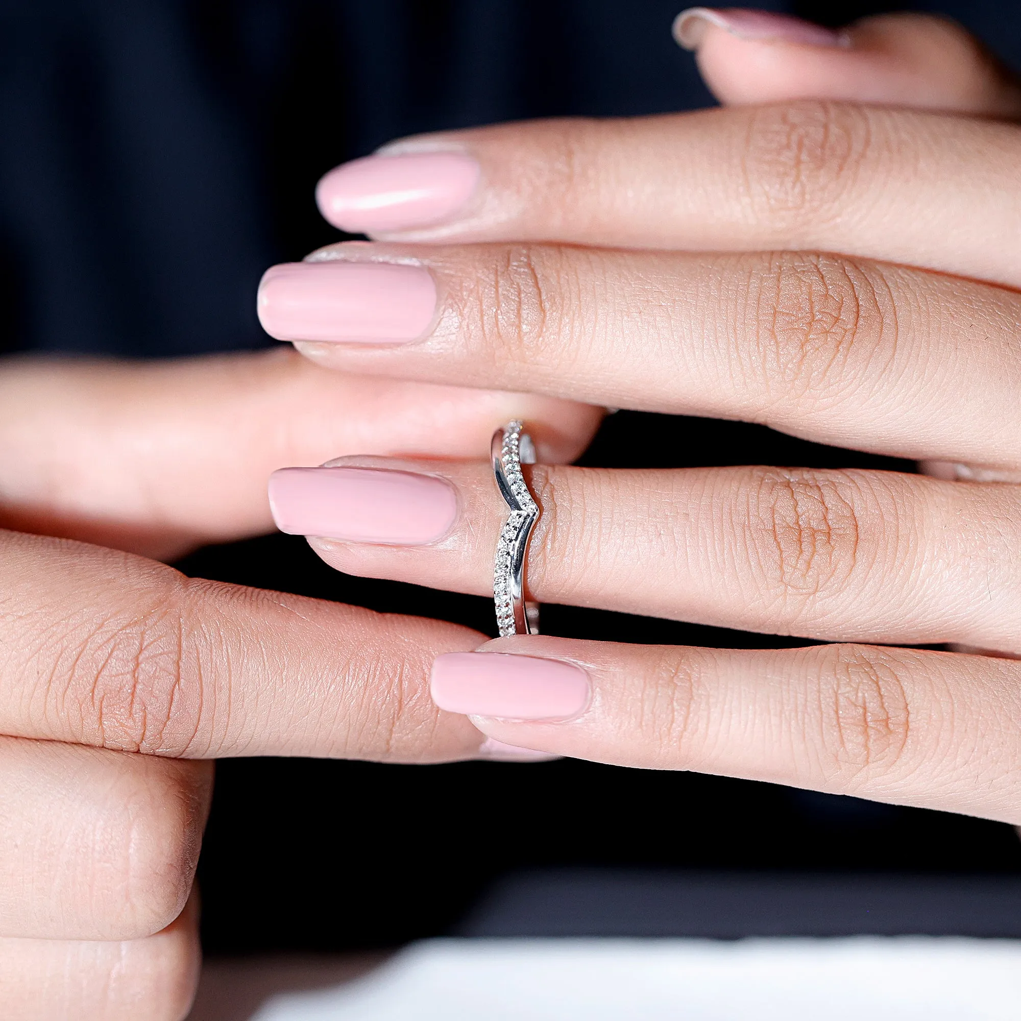 Elegant Diamond Chevron Ring in Pave Setting for Women
