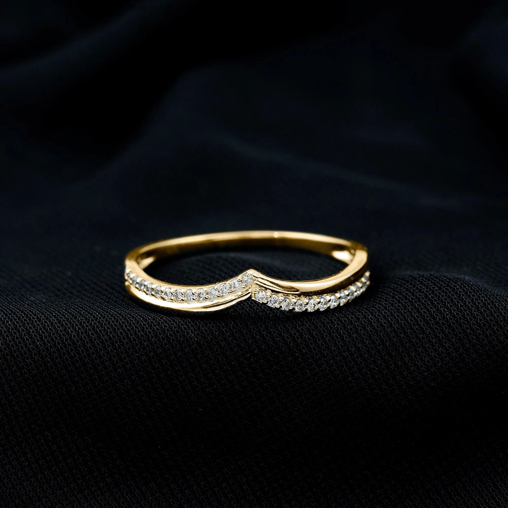 Elegant Diamond Chevron Ring in Pave Setting for Women