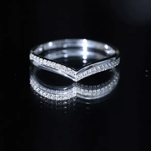 Elegant Diamond Chevron Ring in Pave Setting for Women